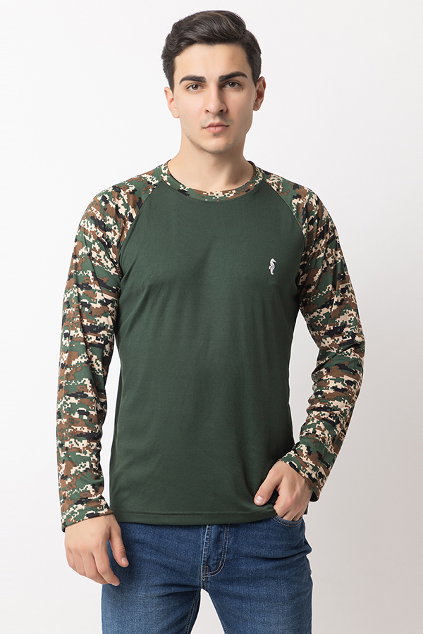 T Shirt Round Neck Wrangler Sleeves OG / CRP Print