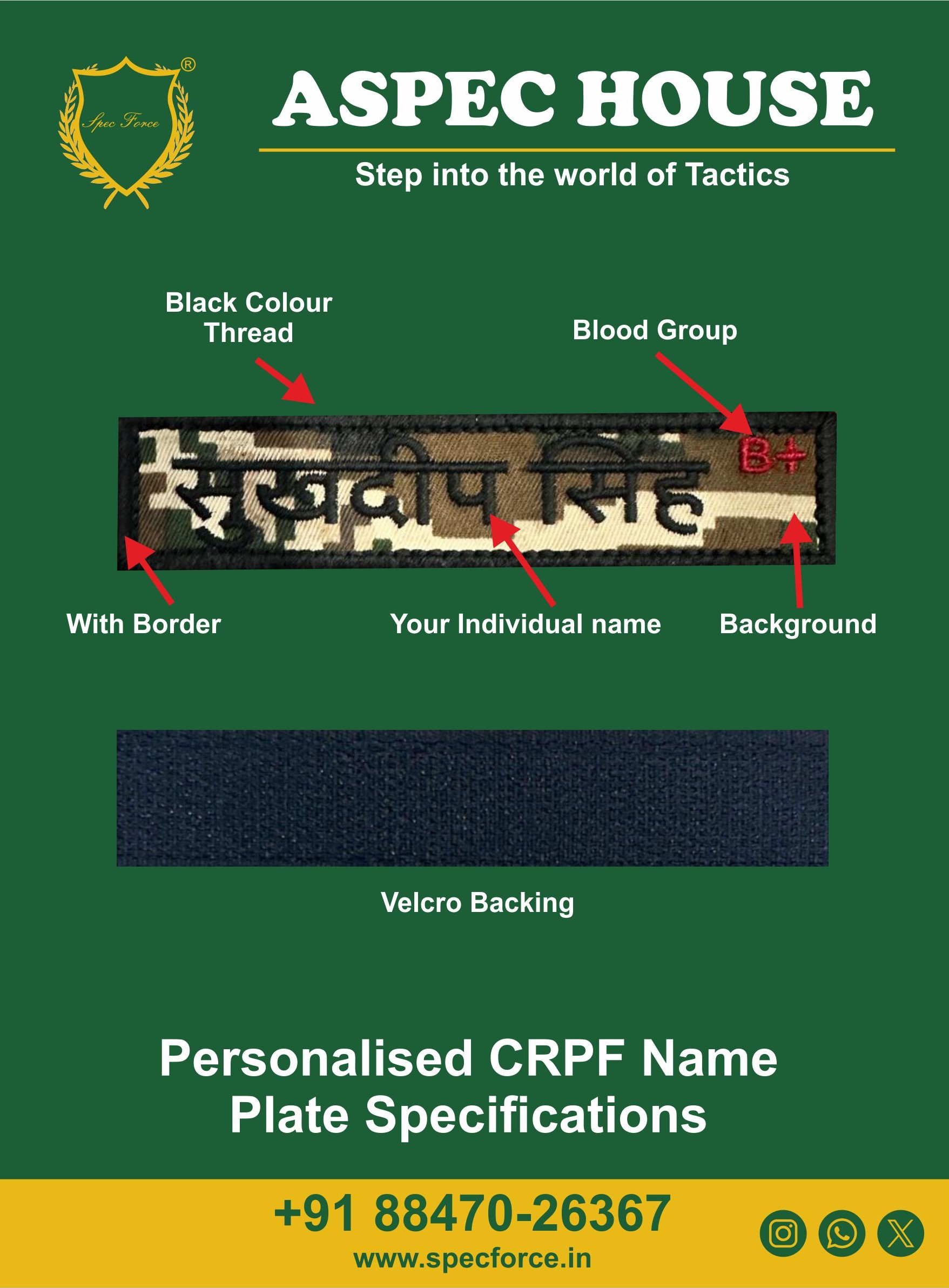 CRPF NAMEPLATE NEW PATTERN (PACK OF 2) IN HINDI